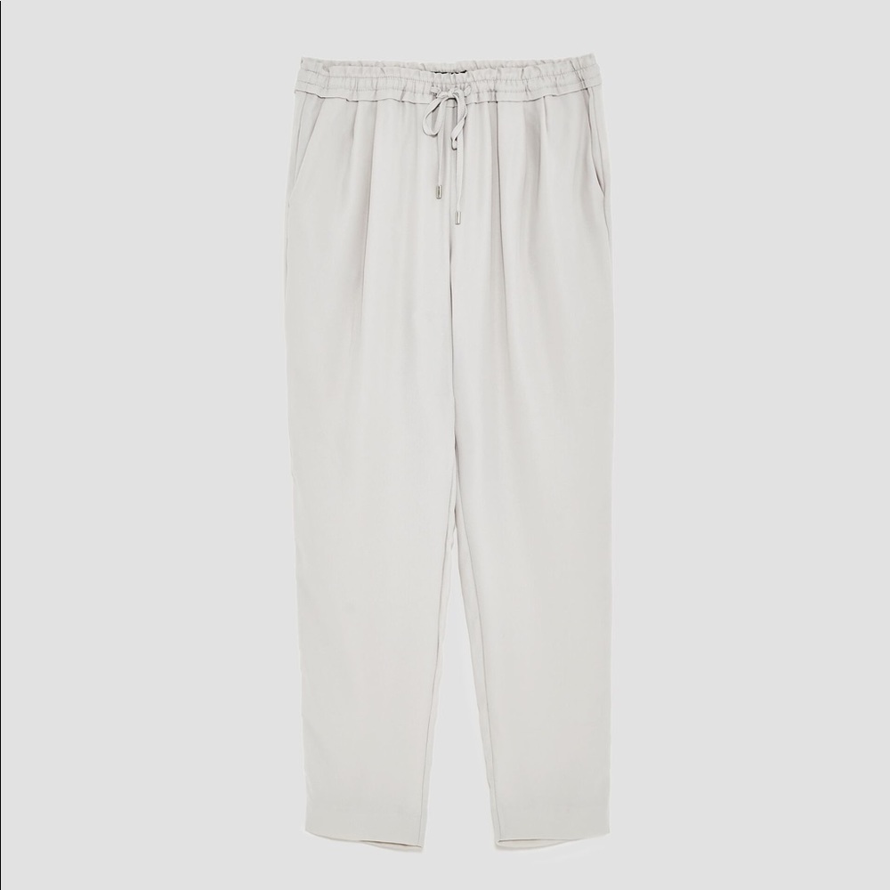 Zara pearl gray draped jogger